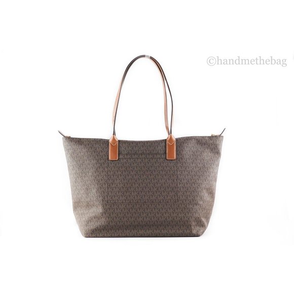 NWT Michael Kors Travel Large Tote Leather Stripe Tangerine Zip Shoulder Handbag - Picture 5 of 5